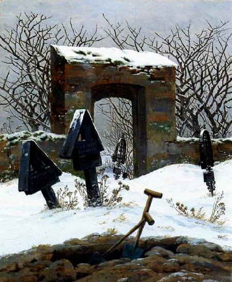 Caspar David Friedrich Graveyard under Snow Sweden oil painting art